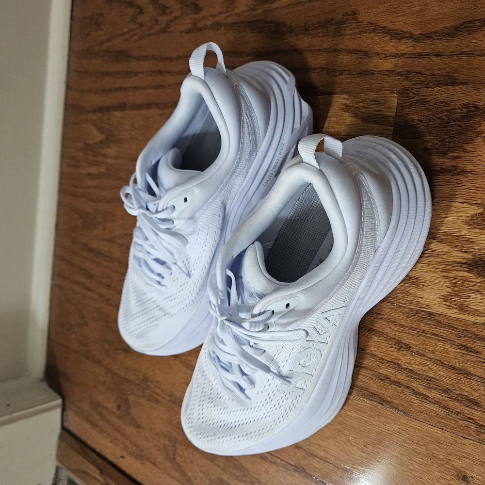 Hoka Bondi White Running Shoes